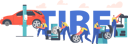 پیش‌نمایش فایل workers-change-tires-at-garage-5531514 از پک پوسترها با افراد