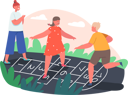 پیش‌نمایش فایل friends-playing-hopscotch-game-5531382 از پک بچه‌ها / کودکانه