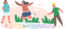 پیش‌نمایش فایل kids-play-hopscotch-game-at-house-yard-5531381 از پک بچه‌ها / کودکانه