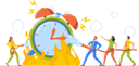 پیش‌نمایش فایل business-people-extinguish-huge-alarm-clock-with-fire-fighter-hose-6502091 از پک زمان کسب‌وکار