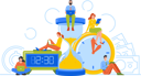 پیش‌نمایش فایل businesspeople-around-of-huge-clocks-6502087 از پک زمان کسب‌وکار