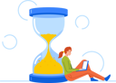 پیش‌نمایش فایل businesswoman-sitting-at-hourglass-with-laptop-6502089 از پک زمان کسب‌وکار