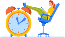 پیش‌نمایش فایل businesswoman-sitting-on-chair-with-legs-on-alarm-clock-chatting-in-internet-6502077 از پک زمان کسب‌وکار