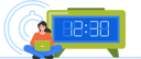 پیش‌نمایش فایل businesswoman-sitting-with-laptop-at-clock-with-digital-dial-6502088 از پک زمان کسب‌وکار