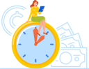پیش‌نمایش فایل confident-businesswoman-sitting-on-clock-with-tablet-6502090 از پک زمان کسب‌وکار