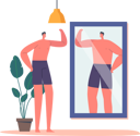 پیش‌نمایش فایل skinny-man-look-at-mirror-reflection-and-dreaming-to-be-strong-6500702 از پک زیبایی و مد