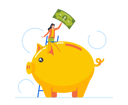 پیش‌نمایش فایل female-put-money-into-huge-piggy-bank-8512355 از پک افراد کسب و کار
