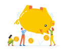 پیش‌نمایش فایل male-and-female-characters-shaking-huge-piggy-bank-and-pick-up-falling-coins-8512350 از پک افراد کسب و کار