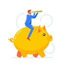 پیش‌نمایش فایل man-riding-piggy-bank-looking-at-goal-through-spyglass-8512347 از پک افراد کسب و کار