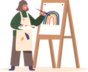 پیش‌نمایش فایل little-girl-painting-rainbow-with-paints-on-easel-8525874 از پک کودکان