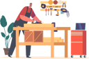 پیش‌نمایش فایل male-carpenter-work-in-a-carpentry-workshop-with-plane-tool-8845380 از پک کارگاه