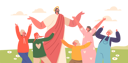 پیش‌نمایش فایل jesus-and-children-playing-and-celebrating-8845658 از پک عیسی مسیح