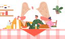 پیش‌نمایش فایل family-gathered-around-table-with-turkey-and-praying-while-angel-9014047 از پک خانواده