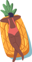 پیش‌نمایش فایل black-female-floating-on-inflatable-mattress-in-shape-of-pineapple-9241490 از پک افراد در پول یک