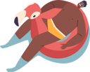 پیش‌نمایش فایل black-male-floating-on-inflatable-ring-in-shape-of-flamingo-9241486 از پک افراد در پول یک