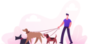 پیش‌نمایش فایل male-character-in-protective-medical-mask-walking-with-dogs-team-in-park-at-corona-virus-quarantine-4387760 از پک افراد با حیوانات