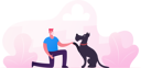 پیش‌نمایش فایل man-in-medical-mask-playing-with-dog-on-street-in-park-4387756 از پک افراد با حیوانات