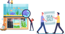 پیش‌نمایش فایل people-near-aquarium-with-various-decor-for-fish-seaweeds-4387728 از پک افراد با حیوانات
