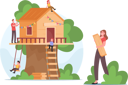 پیش‌نمایش فایل family-building-treehouse-all-together-4393183 از پک خانواده و کودکان