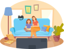 پیش‌نمایش فایل mother-and-little-daughter-with-pizza-and-cat-sitting-on-sofa-watching-movie-4393181 از پک خانواده و کودکان