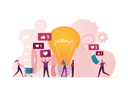 پیش‌نمایش فایل marketers-with-megaphone-and-light-bulb-conducting-brand-awareness-campaign-4388001 از پک کسب و کار و امور مالی ۲