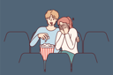 پیش‌نمایش فایل couple-watching-horror-movie-in-theatre-8390711 از پک مفهوم محور