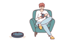 پیش‌نمایش فایل boy-relaxing-while-smart-vacuum-cleaner-working-8415339 از پک مفهوم محور
