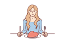 پیش‌نمایش فایل girl-holding-knife-and-fork-on-dinner-table-8573179 از پک فعالیت افراد