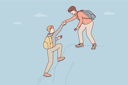 پیش‌نمایش فایل young-boy-helping-to-his-friend-to-climbing-up-8568297 از پک متفرقه