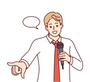 پیش‌نمایش فایل young-man-pointing-something-and-giving-speech-in-mike-8626605 از پک افراد