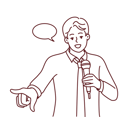 پیش‌نمایش فایل young-man-pointing-something-and-giving-speech-in-mike-8660735 از پک متفرقه