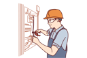 پیش‌نمایش فایل electrician-repairing-fuse-box-9206044 از پک مفهوم محور