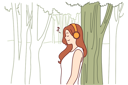 پیش‌نمایش فایل woman-listens-to-music-through-headphones-standing-in-park-near-tall-tree-and-enjoying-good-weather-10111269 از پک افراد