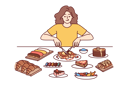 پیش‌نمایش فایل foodie-woman-eating-all-the-dessert-dishes-by-ignoring-the-diet-10110990 از پک متفرقه