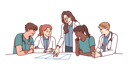 پیش‌نمایش فایل clinic-staff-meeting-with-doctors-sitting-at-table-and-head-physician-giving-instructions-10111187 از پک فعالیت افراد
