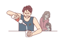 پیش‌نمایش فایل frustrated-father-sitting-at-table-drinking-vodka-and-ignoring-upset-wife-and-little-daughter-10111179 از پک فعالیت افراد