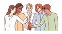 پیش‌نمایش فایل happy-diverse-business-team-of-employees-celebrating-success-by-building-fists-tower-10111186 از پک فعالیت افراد
