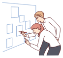 پیش‌نمایش فایل man-and-woman-are-analyzing-documents-hanging-on-wall-in-office-to-draw-up-newmarketing-strategy-10111173 از پک فعالیت افراد