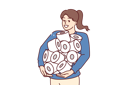پیش‌نمایش فایل pile-of-toilet-paper-in-hands-of-happy-woman-stocked-up-in-case-of-quarantine-10598401 از پک فعالیت افراد