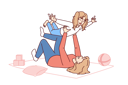 پیش‌نمایش فایل caring-mother-lying-on-floor-lifts-laughing-daughter-enjoying-playing-with-child-10598102 از پک فعالیت افراد