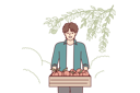 پیش‌نمایش فایل man-farmer-with-peaches-in-wooden-box-stands-in-garden-10597979 از پک فعالیت افراد