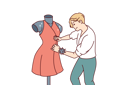 پیش‌نمایش فایل man-fashion-designer-sews-dress-fixed-on-mannequin-preparing-women-outfit-for-haute-couture-week-10597971 از پک فعالیت افراد