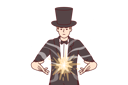 پیش‌نمایش فایل man-magician-demonstrates-magic-tricks-to-entertain-guests-of-circus-10597975 از پک فعالیت افراد