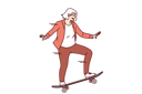 پیش‌نمایش فایل elderly-woman-rides-on-skateboard-10936393 از پک فعالیت افراد
