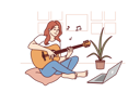 پیش‌نمایش فایل woman-is-learning-guitar-playing-from-online-videos-10930411 از پک فعالیت افراد