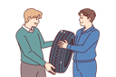 پیش‌نمایش فایل man-buys-new-tire-for-car-wheel-and-give-it-to-mechanic-10950437 از پک فعالیت افراد