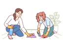 پیش‌نمایش فایل mom-and-daughter-are-cleaning-floor-together-10950449 از پک فعالیت افراد