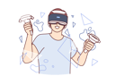 پیش‌نمایش فایل guy-enjoys-virtual-reality-headset-10950372 از پک فعالیت افراد