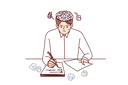پیش‌نمایش فایل man-writer-writes-story-for-own-book-sits-at-table-with-crumpled-papers-instead-of-brain-11505837 از پک فعالیت افراد