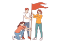 پیش‌نمایش فایل team-of-successful-people-plants-victory-flag-symbolizing-excellent-teamwork-and-personal-growth-11505851 از پک فعالیت افراد